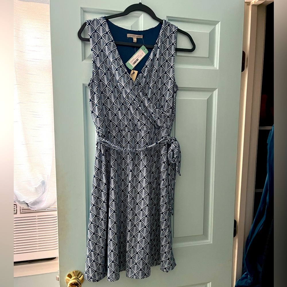 41 Hawthorn Teal and White Geometric Midi Dress